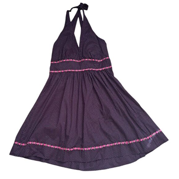 Speechless Y2K Women's Black Pink Polka dot Halter Dress Sz 11 - Picture 1 of 9